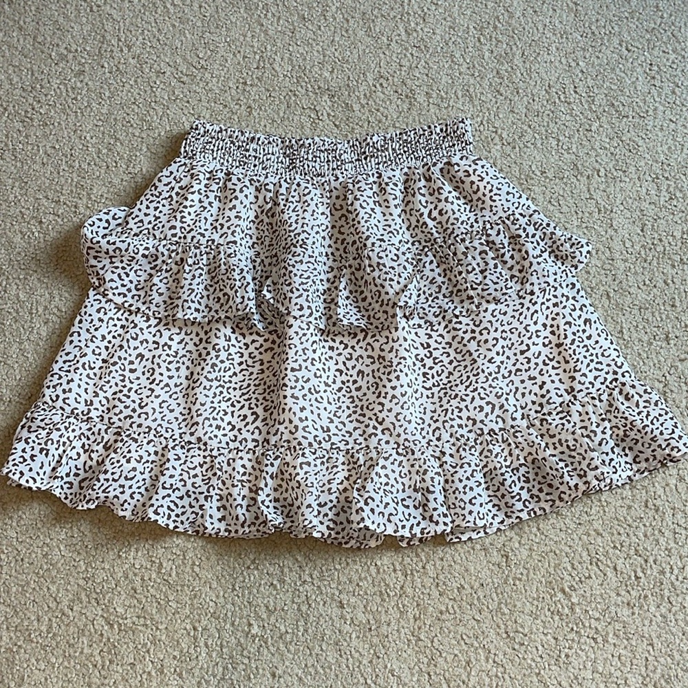 Altar’d State Leopard Print Ruffle Mini Skirt
